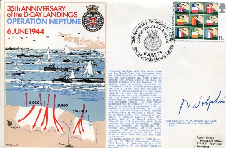 Rear Admiral George Verner Motley Dolphin D-Day WWII War Signed Autograph