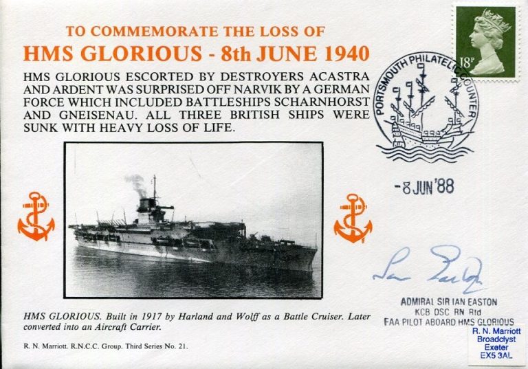 Admiral Ian Easton HMS Glorious FAA Pilot WWII War Signed Autograph