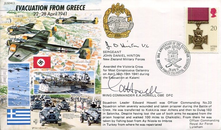 Jack Hinton Victoria Cross Wing Commande Edward Howell WWII War Signed Autograph