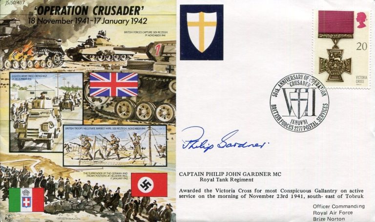 Captain Philip John Pip Gardner Victoria Cross Tobruk WWII War Signed Autograph