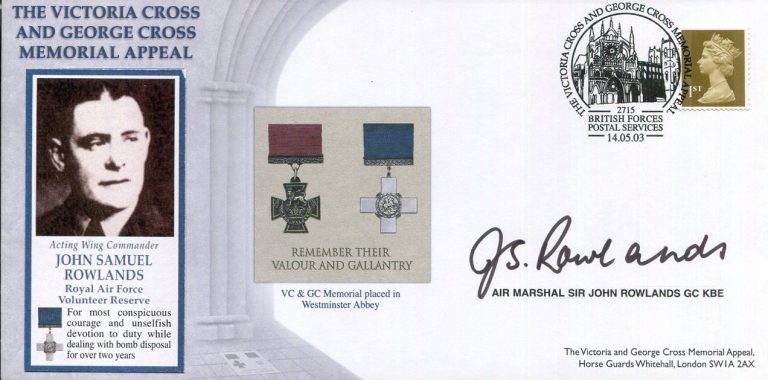 Air Marshal John Rowlands RAF Bomb Disposal George Cross WWII Signed Autograph