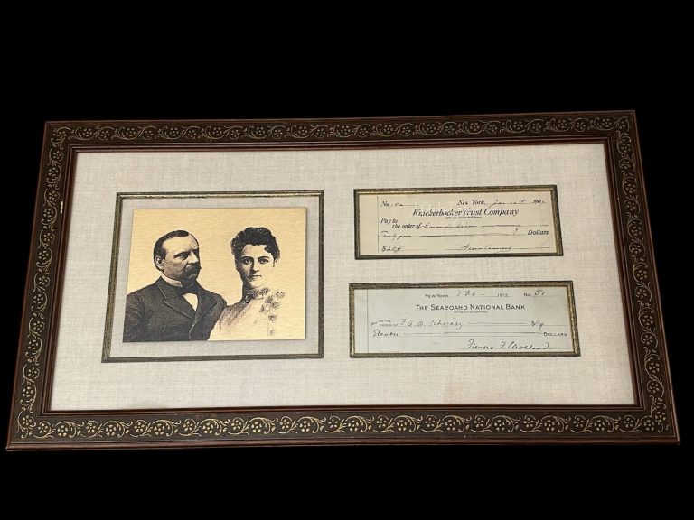 Grover And Frances Cleveland US President Signed Autograph Check Photo Frame