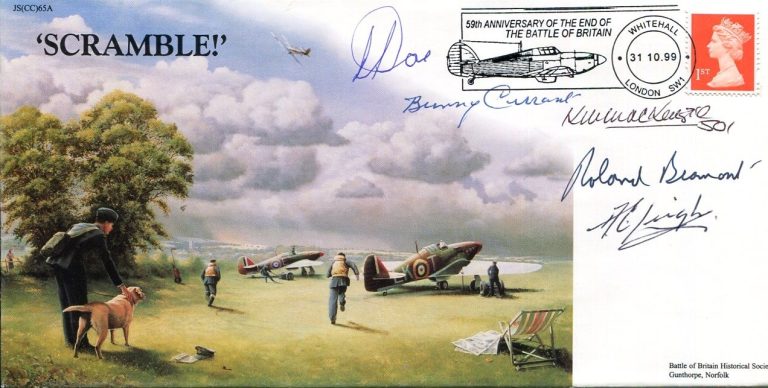 Roland Beamont Bunny Currant 5 Battle Of Britain RAF WWII War Signed Autograph