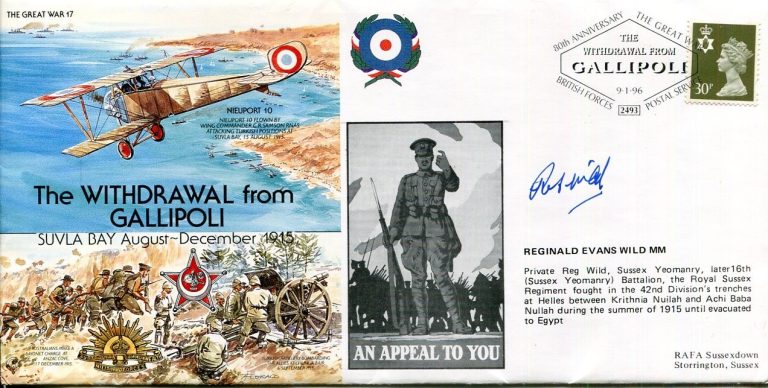 Reginald Evan Wild Withdrawal From Gallipoli WWI War Veteran Signed Autograph