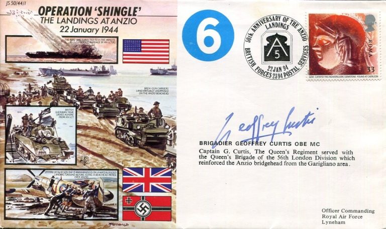 Brigadier Geoffrey Curtis Operation Shingle Anzio WWII War Signed Autograph