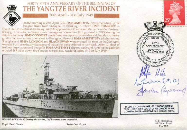 HMS Consort Veterans Yangtze River Incident WWII War Signed Autograph