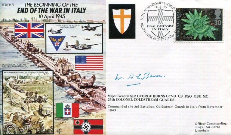 Major General George Burns 26th Colonel Coldstream WWII War Signed Autograph