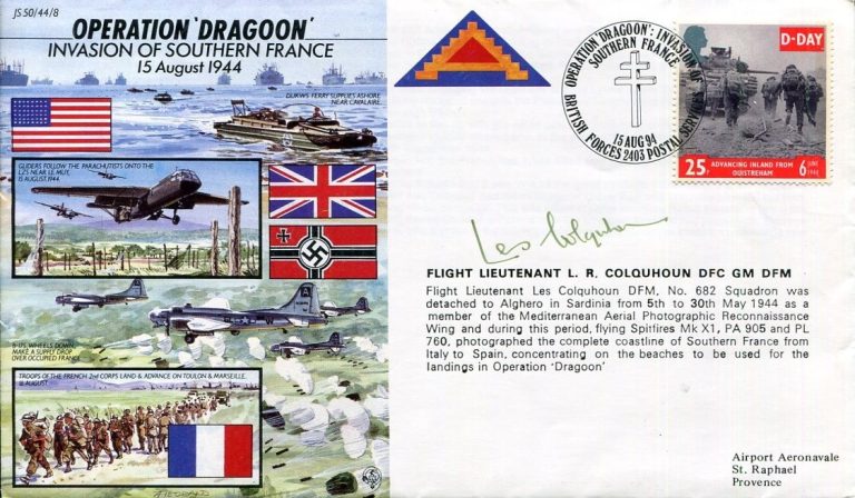 Flight Lieutenant L. R. Colquhoun Operation Dragoon WWII War Signed Autograph