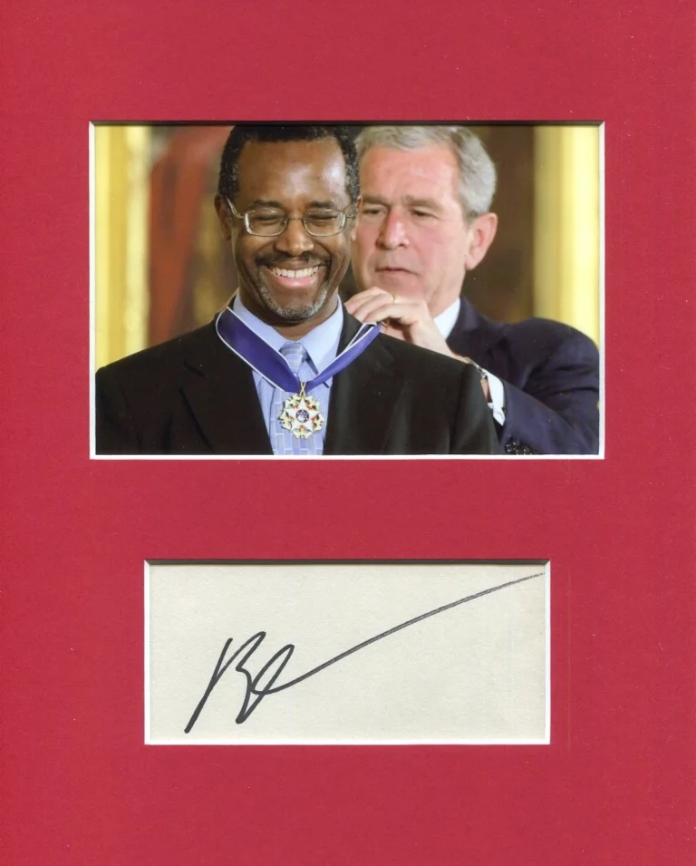 Ben Carson Secretary of Housing Signed Autograph Photo Display W/ George W Bush