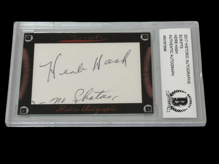 Herb Hash Boston Red Sox 2017 HA Scripts Signed Autograph BAS Beckett Slab