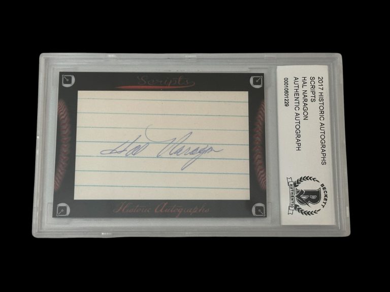 Hal Naragon Washington Senators Cle Indians 2017 HA Scripts Signed Autograph BAS