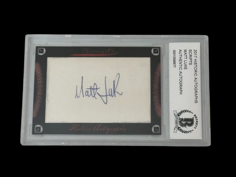 Matt Luke New York Yankees LA Dodgers 2017 HA Scripts Signed Autograph BAS