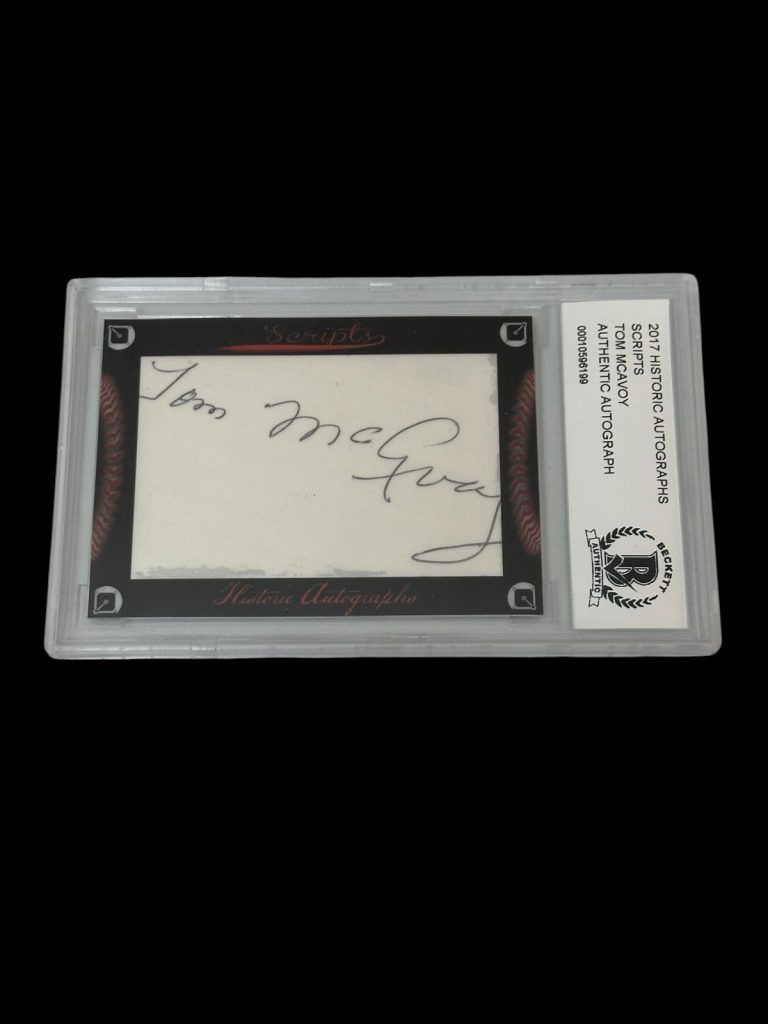 Tom McAvoy Washington Senators 2017 HA Scripts Signed Autograph BAS Beckett Slab