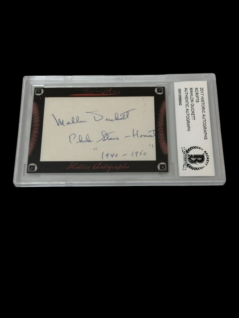Mahlon Duckett Negro League Philadelphia St 2017 HA Scripts Signed Autograph BAS