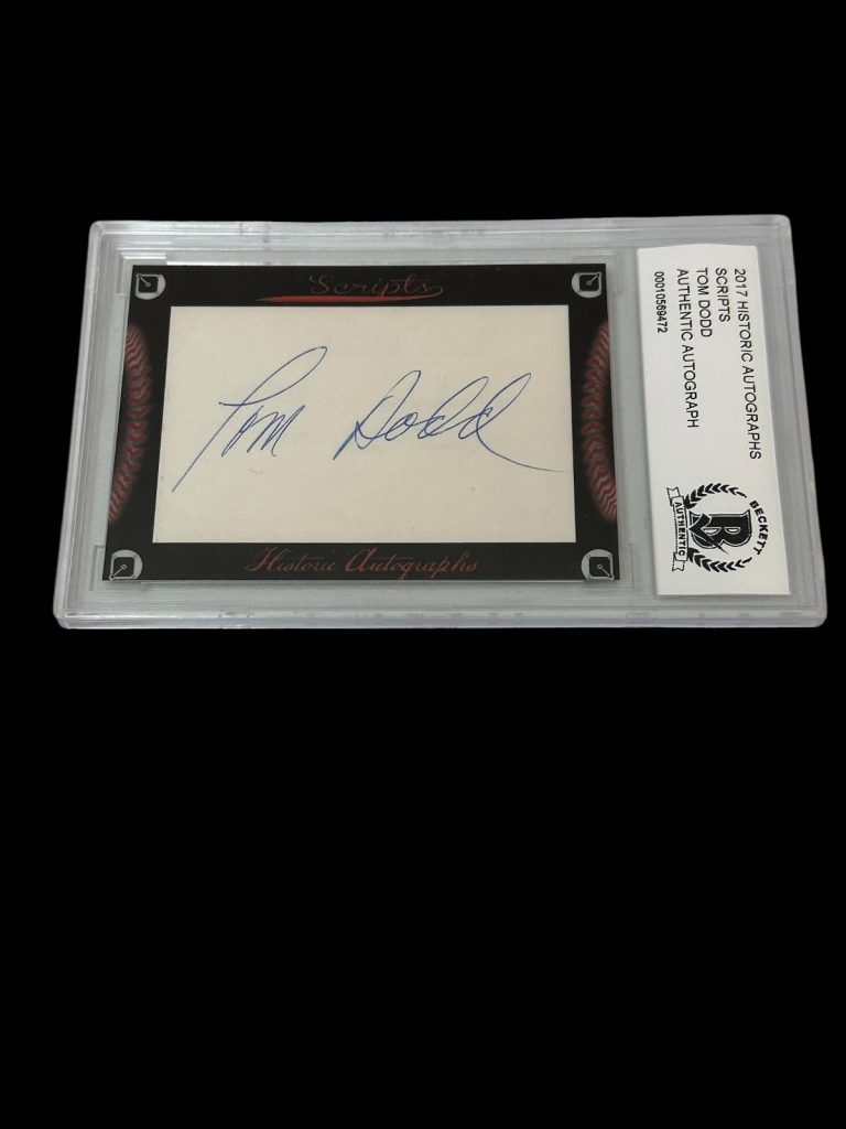 Tom Dodd Baltimore Orioles 2017 HA Scripts Signed Autograph BAS Beckett Slab