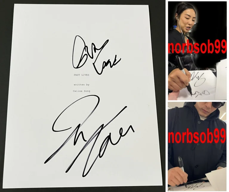 PAST LIVES GRETA LEE & TEO YOO SIGNED 86 PAGE SCRIPT w/EXACT PROOF & BECKETT COA