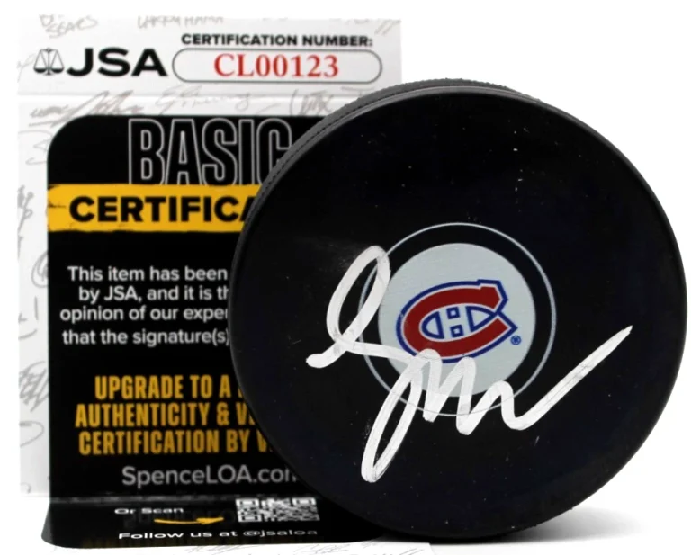 Lane Hutson Signed Montreal Canadiens Hockey Puck w/JSA COA CL00123