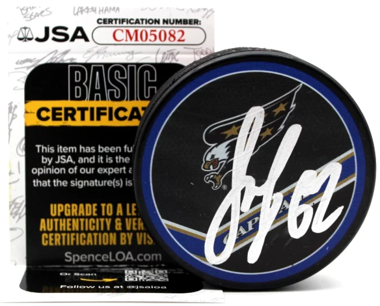 Ilya Protas Signed Washington Capitals Retro Hockey Puck w/JSA COA CM05082