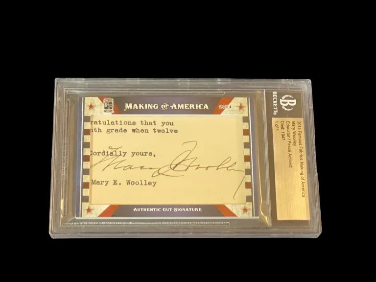 Mary Emma Woolley Brown University Mount Holyoke Signed Autograph BAS 1/1 Leaf