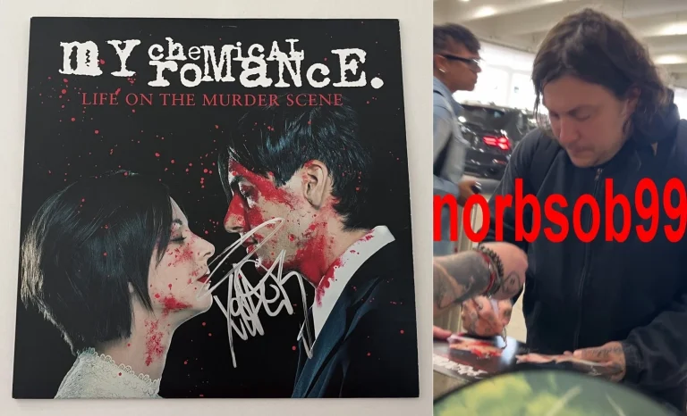 FRANK IERO SIGNED MY CHEMICAL ROMANCE LIFE ON THE MURDER SCENE VINYL EXACT PROOF
