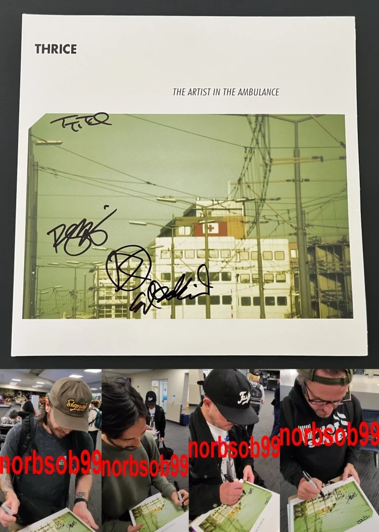 THRICE BAND SIGNED AUTOGRAPH THE ARTIST IN THE AMBULANCE VINYL w/EXACT PROOF COA