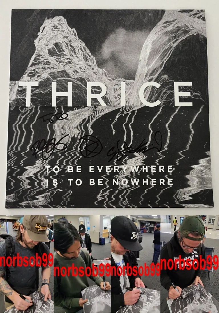 THRICE BAND SIGNED TO BE EVERYWHERE IS TO BE NOWHERE VINYL w/EXACT PROOF & COA