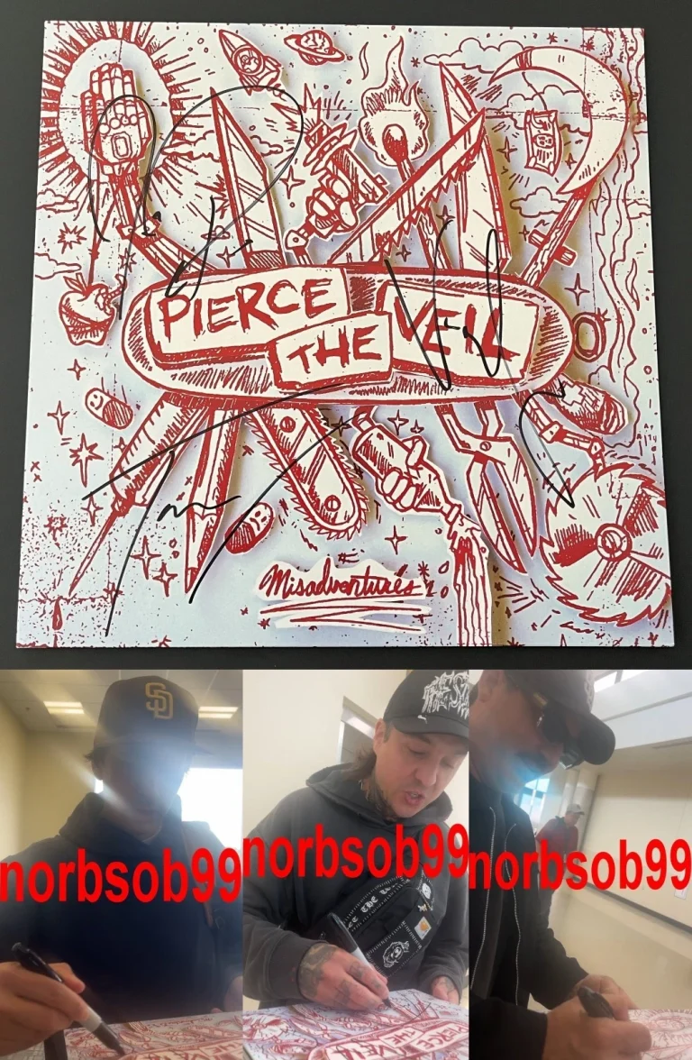 PIERCE THE VEIL VIC FUENTES +2 SIGNED MISADVENTURES VINYL w/EXACT PROOF & COA