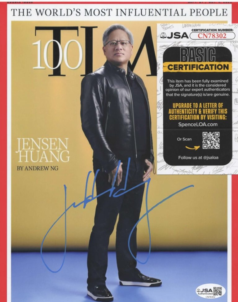Jensen Huang Signed 8x10 Photo w/ JSA COA #CN78302 Nvidia Founder CEO Time Mag