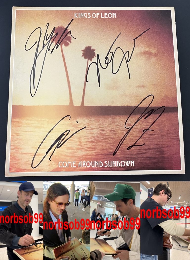 KINGS OF LEON X4 SIGNED AUTOGRAPH COME AROUND SUNDOWN VINYL w/EXACT PROOF & COA