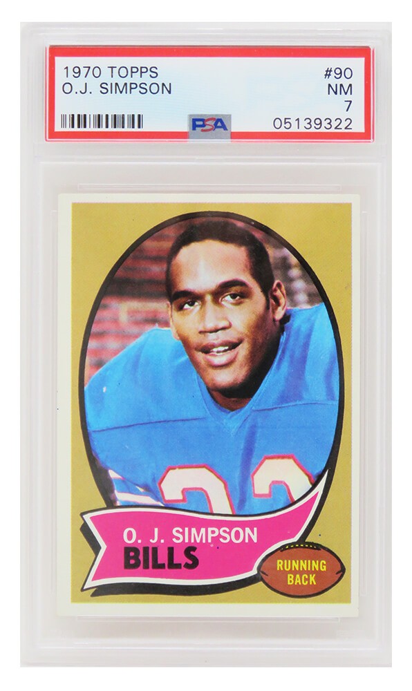 O.J. Simpson (Buffalo Bills) 1970 Topps Football RC Card #90 - PSA 7 NM (T3)