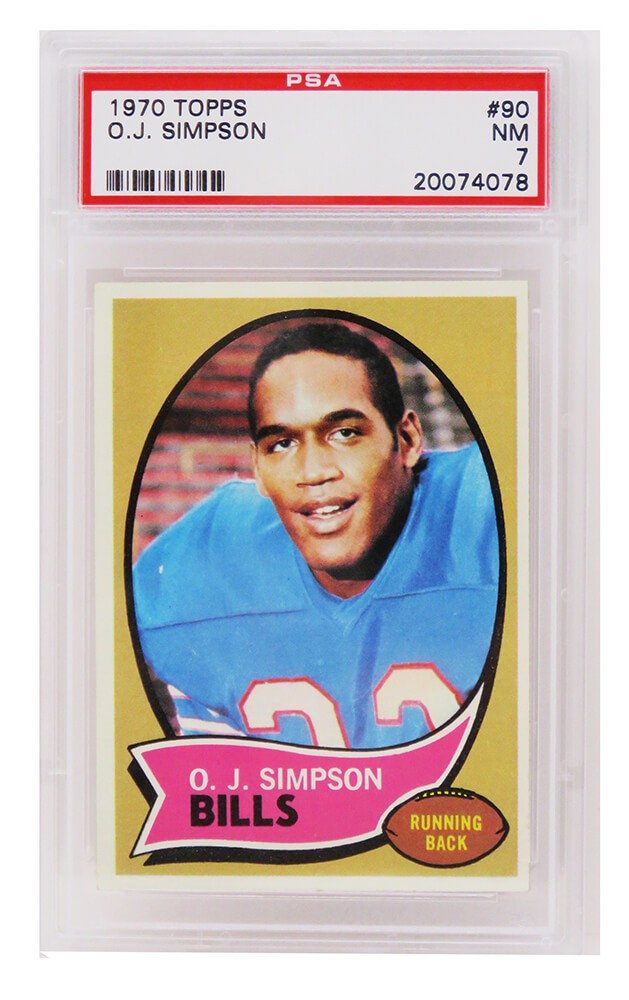 O.J. Simpson (Buffalo Bills) 1970 Topps Football RC Card #90 - PSA 7 NM (T4)