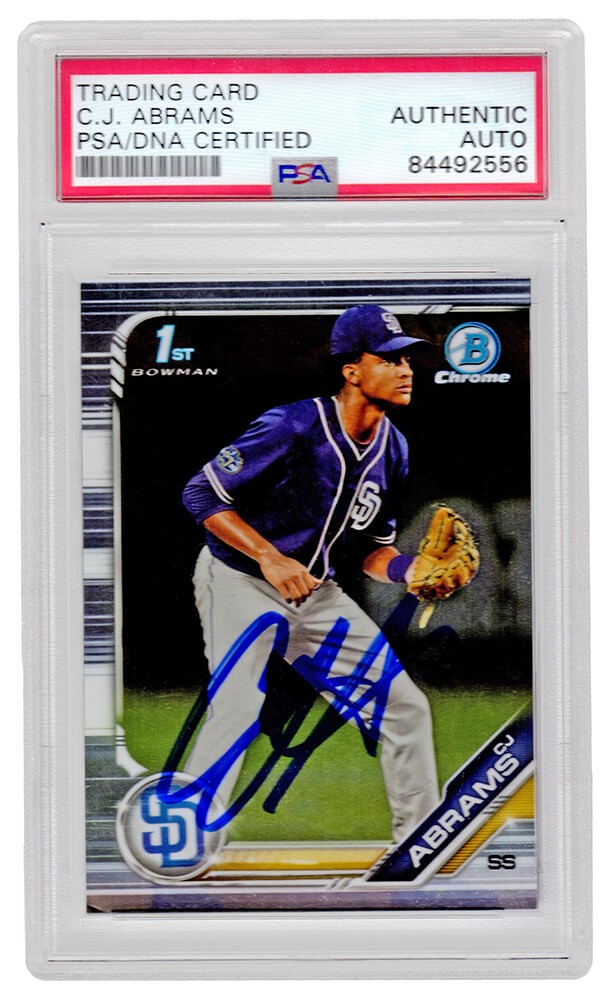 C.J. Abrams Autographed Padres 2019 Bowman Chrome Rookie Card #BDC-85 (PSA/DNA)
