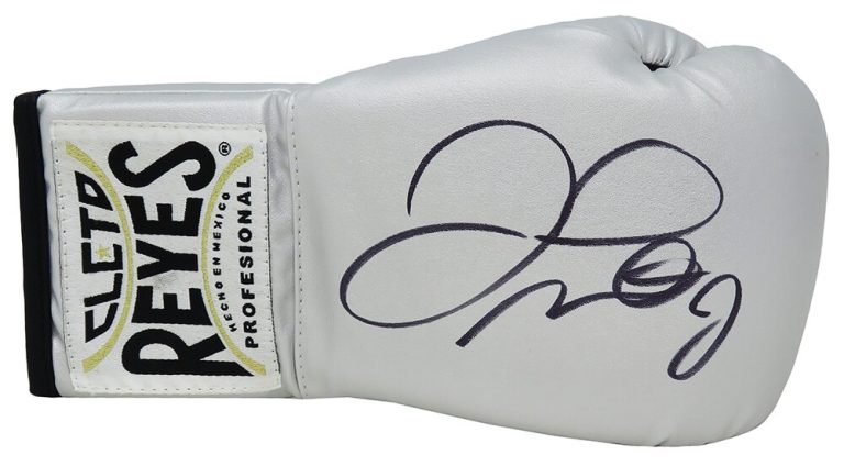 Floyd Mayweather Jr. Signed Cleto Reyes Silver Boxing Glove - (SCHWARTZ COA)