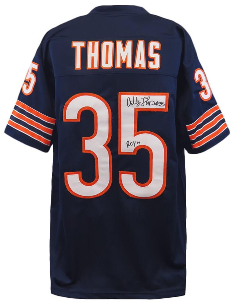 Anthony Thomas (BEARS) Signed Navy Custom Football Jersey w/ROY'01 - (SS COA)