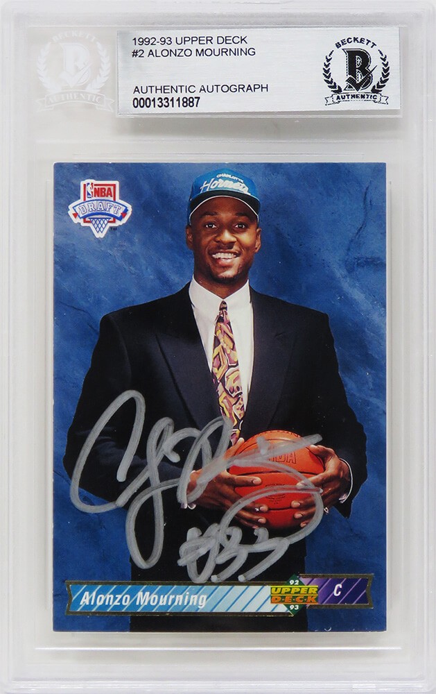 Alonzo Mourning Autographed 1992-93 Upper Deck Rookie Card #2 -(Beckett)