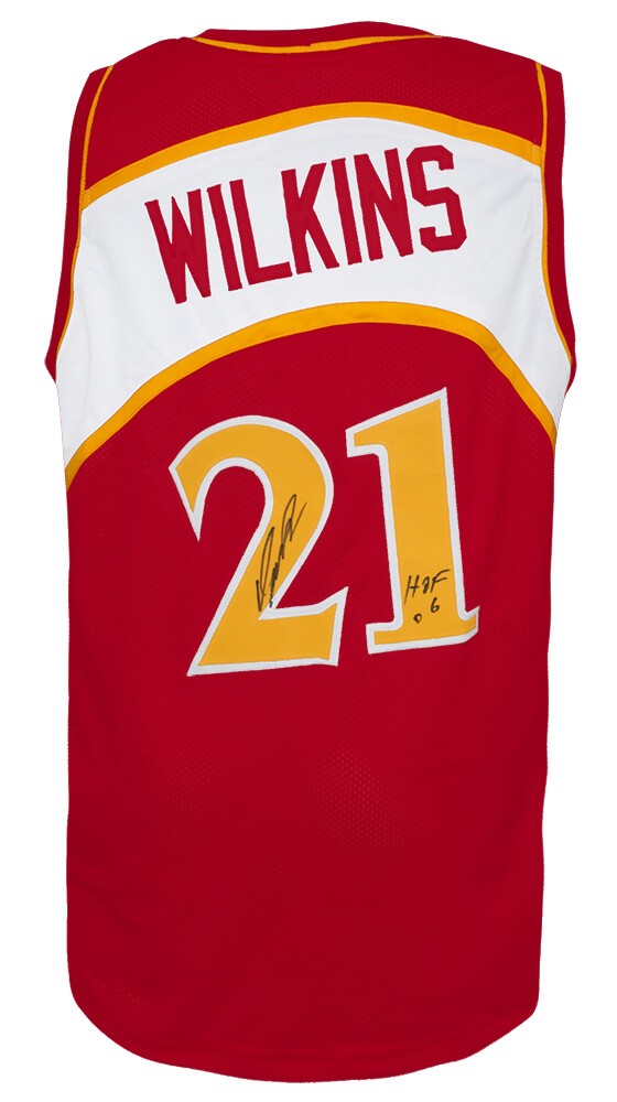 Dominique Wilkins Signed Red Throwback Custom Basketball Jersey w/HOF 06