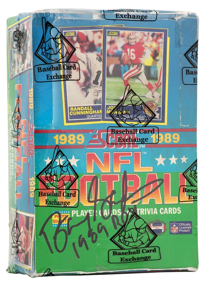 1989 Score Football Unopened Wax Box BBCE (Barry Sanders Signed Box w/1989 ROY)