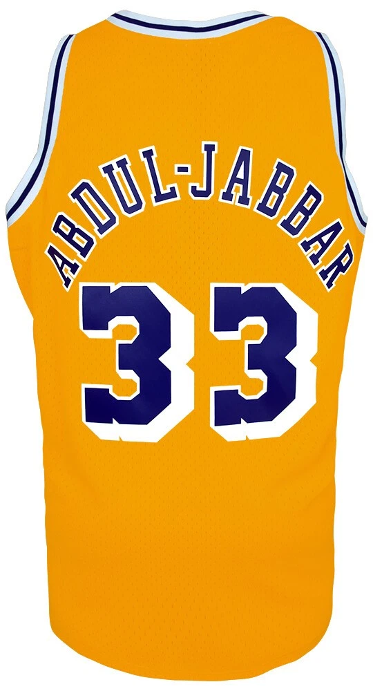 Kareem Abdul Jabbar Lakers Gold 1984 Style M&N NBA Swingman Jersey - (Size XL)