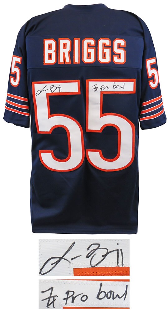 Lance Briggs (BEARS) Signed Navy Custom Football Jersey w/7x Pro Bowl - (SS COA)