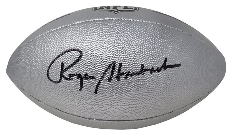 Roger Staubach Signed Wilson Duke Silver NFL Full Size Replica Football - SS
