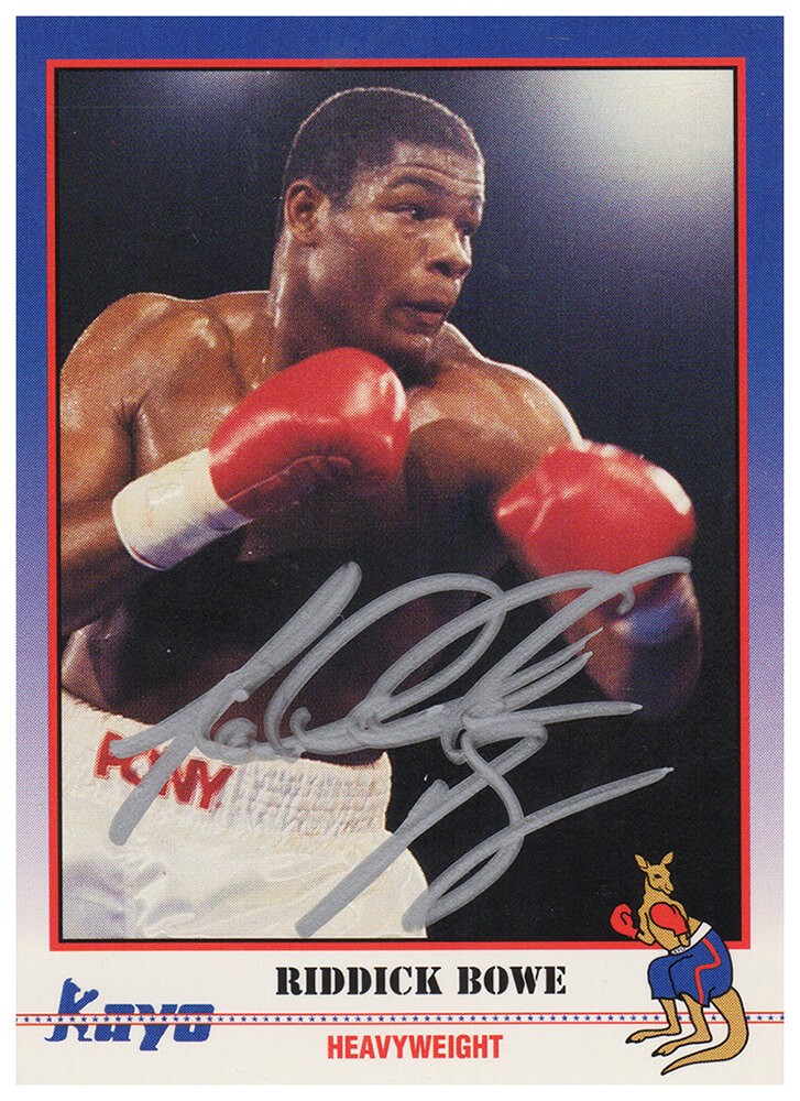 Riddick Bowe autographed 1991 Kayo Boxing Trading Card #171 - (SCHWARTZ COA)