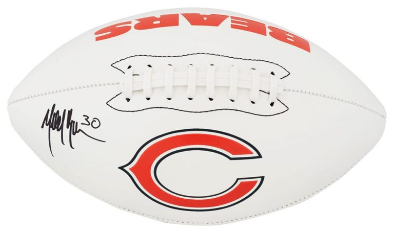 Mike Brown Signed Bears Logo Franklin White Panel Football  - (SCHWARTZ COA)
