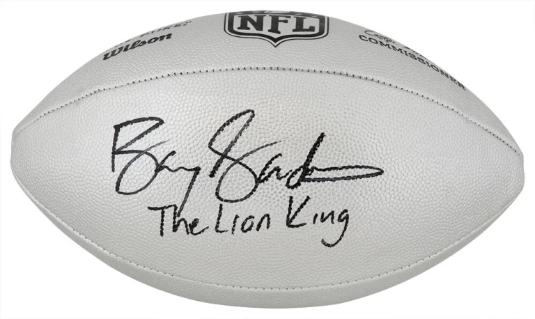 Barry Sanders Signed Wilson Duke Silver Metallic Football w/Lion King - (SS COA)
