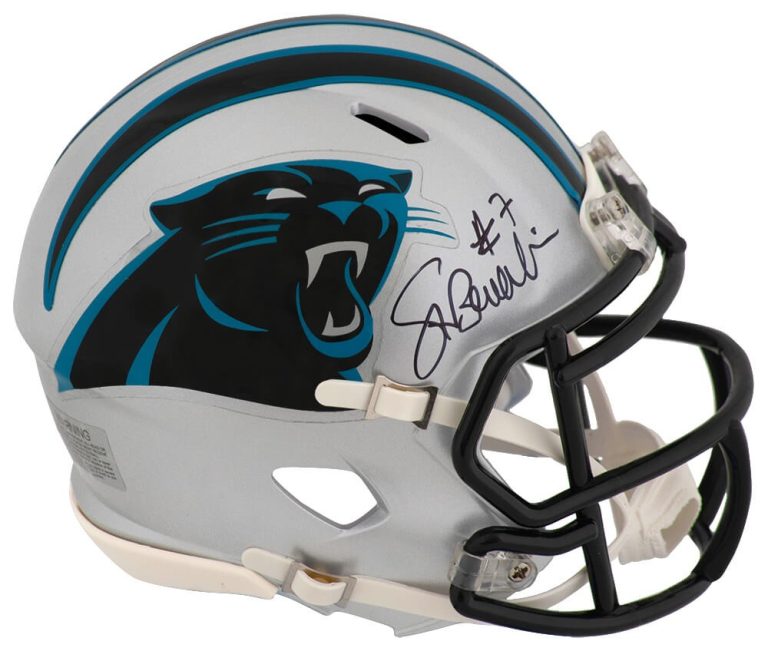 Steve Beuerlein Signed Panthers Riddell Speed Mini Helmet - (SCHWARTZ COA)