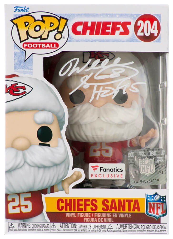 Will Shields Signed Chiefs SANTA Funko Pop Doll #204 w/HOF15 - (SCHWARTZ COA)