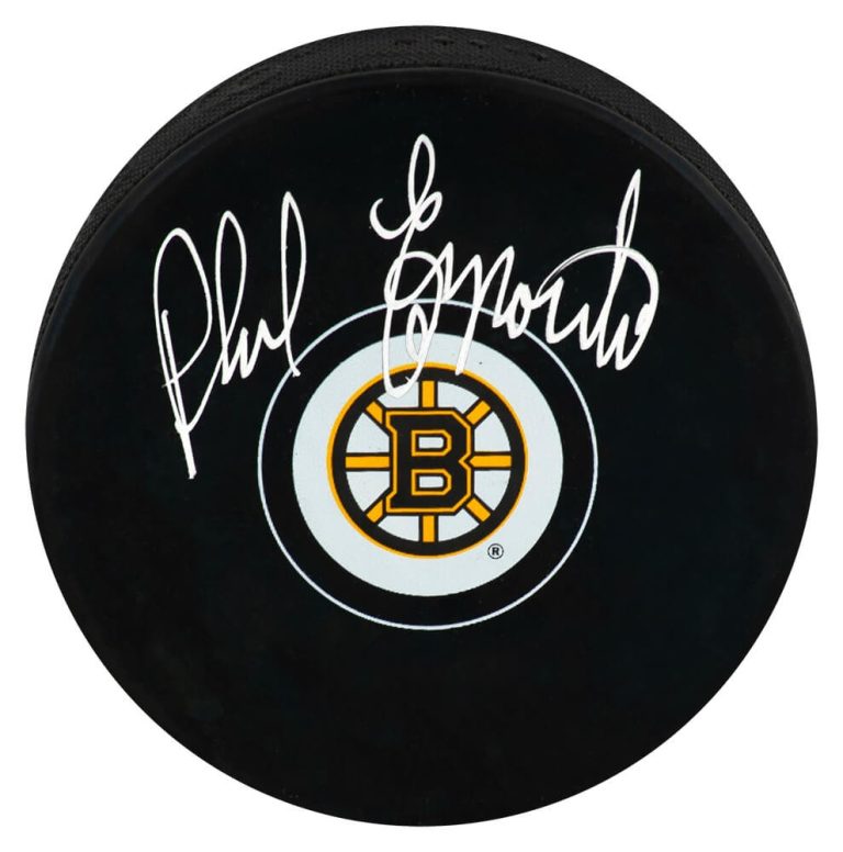 Phil Esposito Signed Boston Bruins Team Logo Hockey Puck - (SCHWARTZ SPORTS COA)