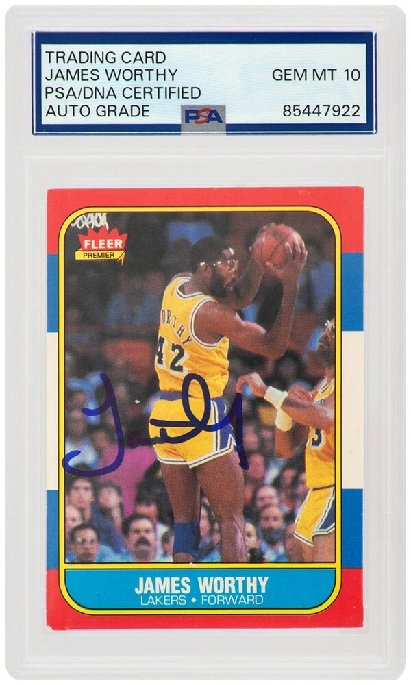 James Worthy Signed Lakers 1986 Fleer Rookie Card #131 (PSA/DNA / Auto Grade 10)