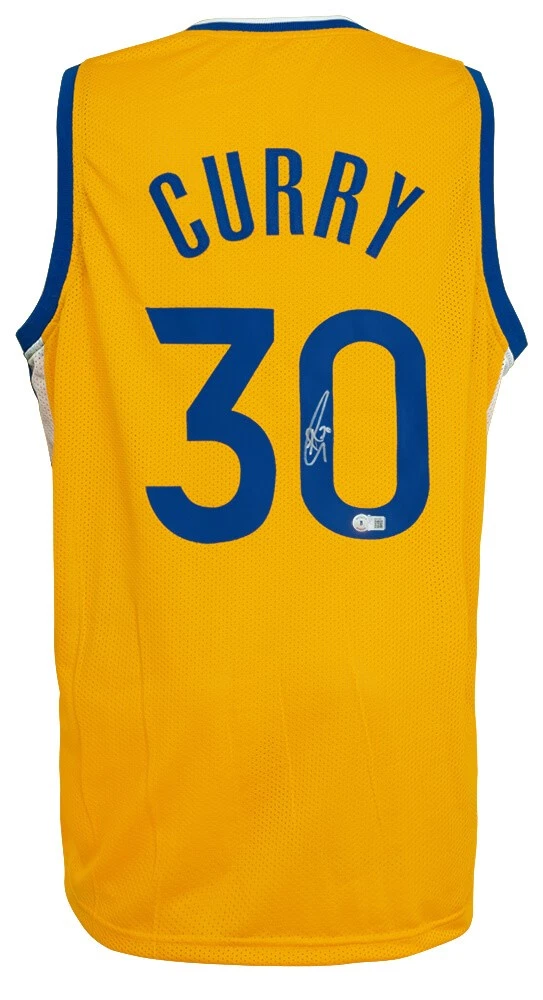 Stephen Curry Signed Yellow Custom Basketball Jersey - (Beckett COA)