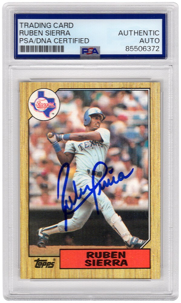 Ruben Sierra Signed Rangers 1987 Topps Rookie Trading Card #261 - (PSA Slabbed)