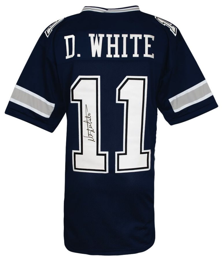 Danny White (COWBOYS) Signed Navy Custom Football Jersey - (SCHWARTZ COA)